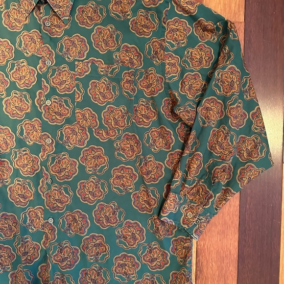 VINTAGE | Time Pieces unisex green floral button down size XL - Picture 3 of 5